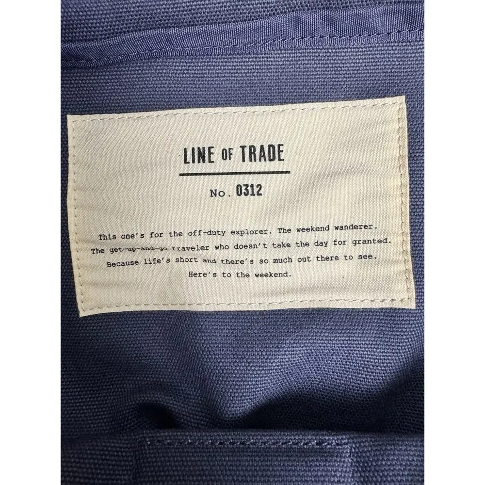 Line of Trade Canvas Weekender Bag Blue Brown Leather Trim No. 0312